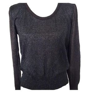 BRAND-NEW BLACK GLITTER TIE UP BACK TOP